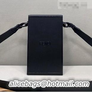 Super Quality Fendi Wood and Leather Vertical Box Mini Bag FD0332 Black 2021