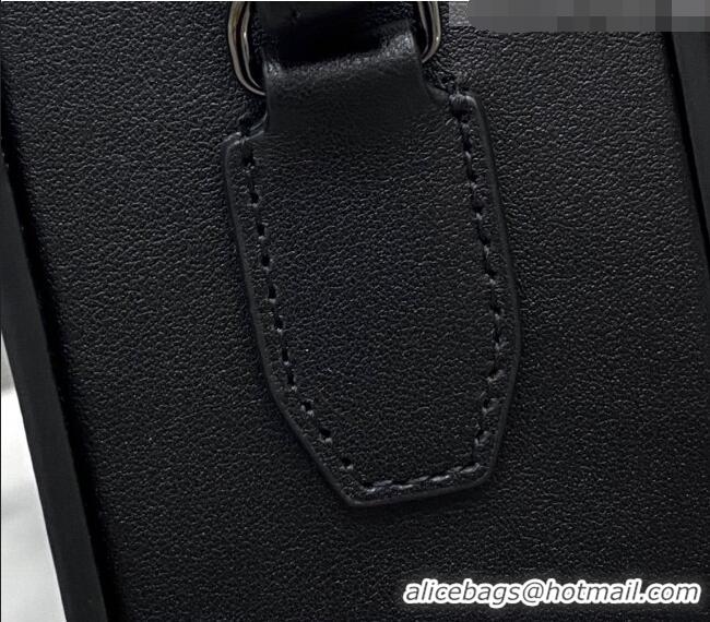 Super Quality Fendi Wood and Leather Vertical Box Mini Bag FD0332 Black 2021