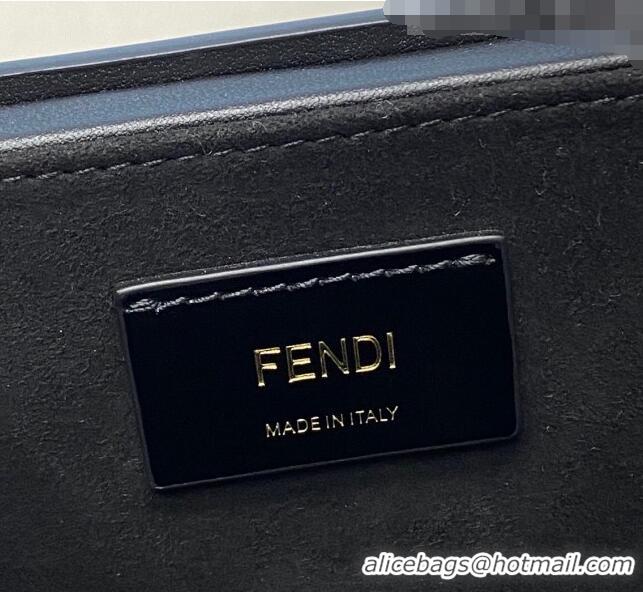 Super Quality Fendi Wood and Leather Vertical Box Mini Bag FD0332 Black 2021