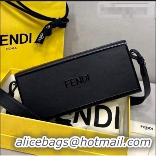 Discount Fendi Wood and Leather Horizontal Box Mini Bag FD0334 Black 2021