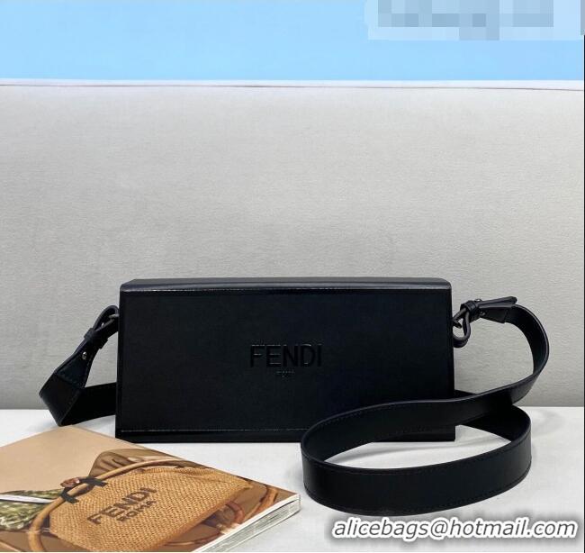 Discount Fendi Wood and Leather Horizontal Box Mini Bag FD0334 Black 2021