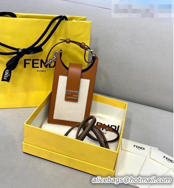 Buy Discount Fendi Canvas Phone Holder Mini Bag FD0337 Beige 2021