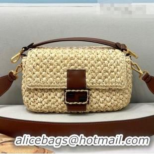 Promotional Fendi Baguette Woven Straw Bag FD0340 Beige/Brown 2021