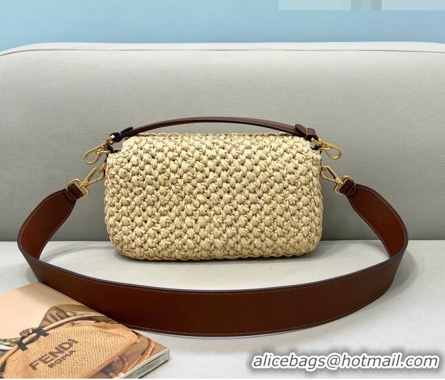 Promotional Fendi Baguette Woven Straw Bag FD0340 Beige/Brown 2021