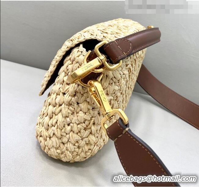 Promotional Fendi Baguette Woven Straw Bag FD0340 Beige/Brown 2021