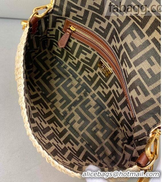 Promotional Fendi Baguette Woven Straw Bag FD0340 Beige/Brown 2021