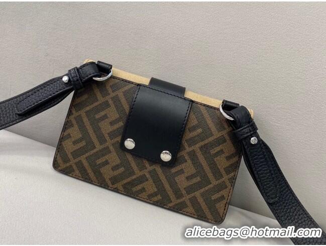 Top Design Fendi Men's Baguette Pouch Mini Bag FD0341 Beige Canvas 2021