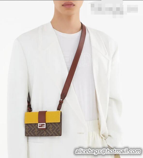 Top Design Fendi Men's Baguette Pouch Mini Bag FD0341 Beige Canvas 2021