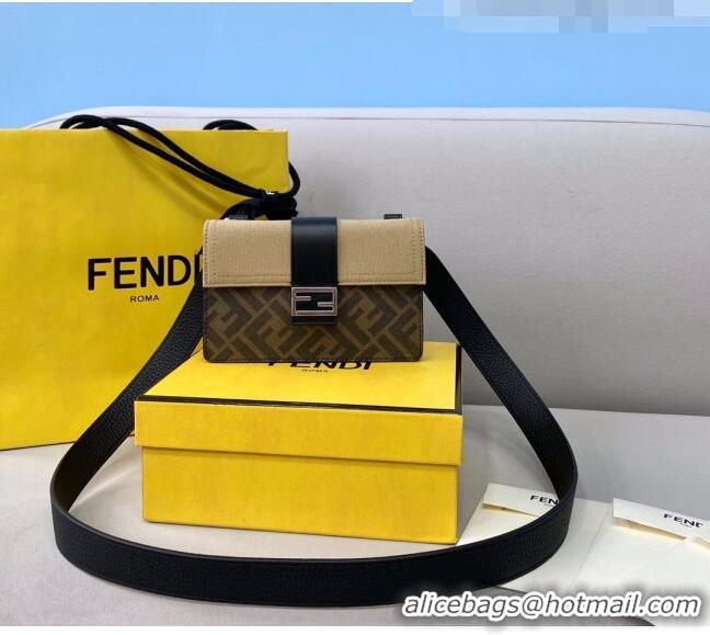 Top Design Fendi Men's Baguette Pouch Mini Bag FD0341 Beige Canvas 2021