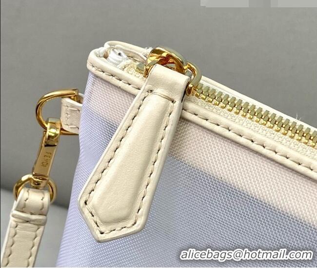 Good Quality Fendi Mesh Large Flat Pouch FD0345 White 2021