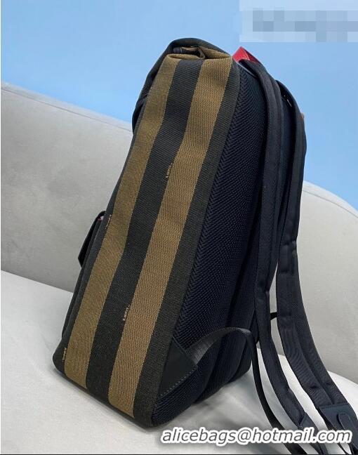 Top Grade Fendi Men's Striped Backpack FD0347 Brown/Black 2021