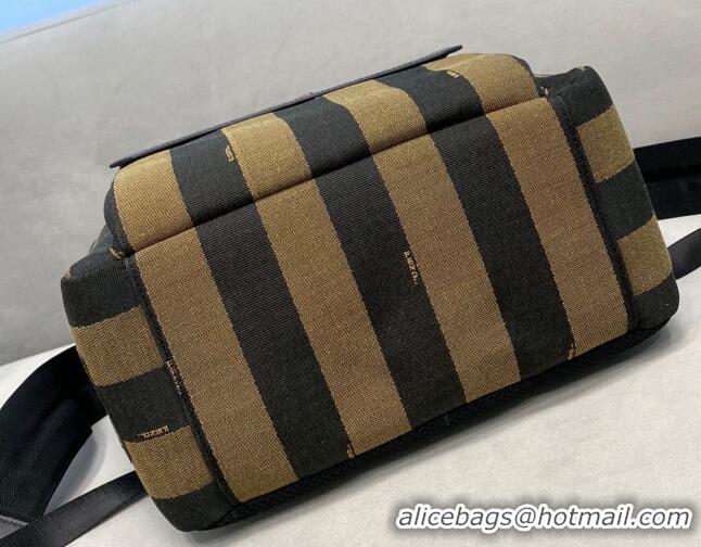 Top Grade Fendi Men's Striped Backpack FD0347 Brown/Black 2021