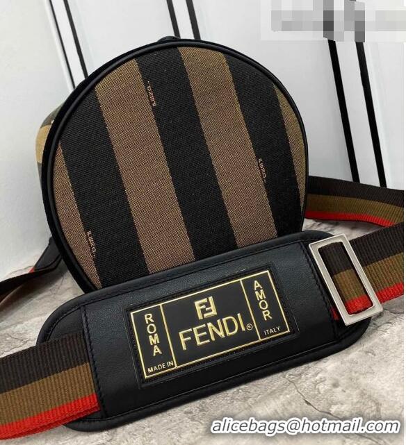 Promotional Fendi Men's Small Striped Drawstring Bucket Bag FD0348 Brown/Black 2021