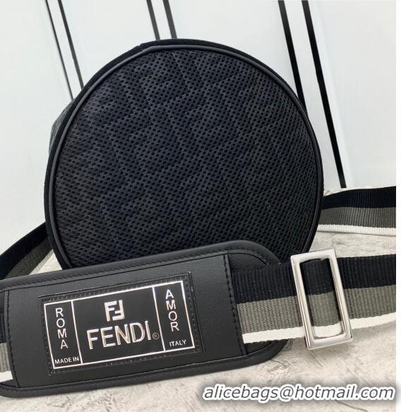 Discount Fendi Men's FF Canvas Drawstring Bucket Bag FD0348 Black 2021