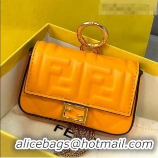 Best Design Fendi FF Lambskin Nano Baguette Charm FD0401 Orange 2021