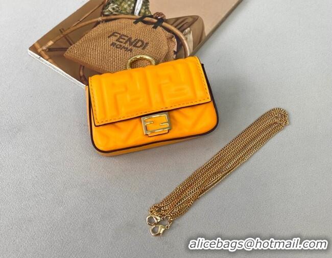 Best Design Fendi FF Lambskin Nano Baguette Charm FD0401 Orange 2021