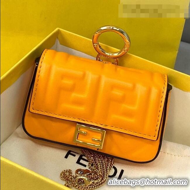 Best Design Fendi FF Lambskin Nano Baguette Charm FD0401 Orange 2021