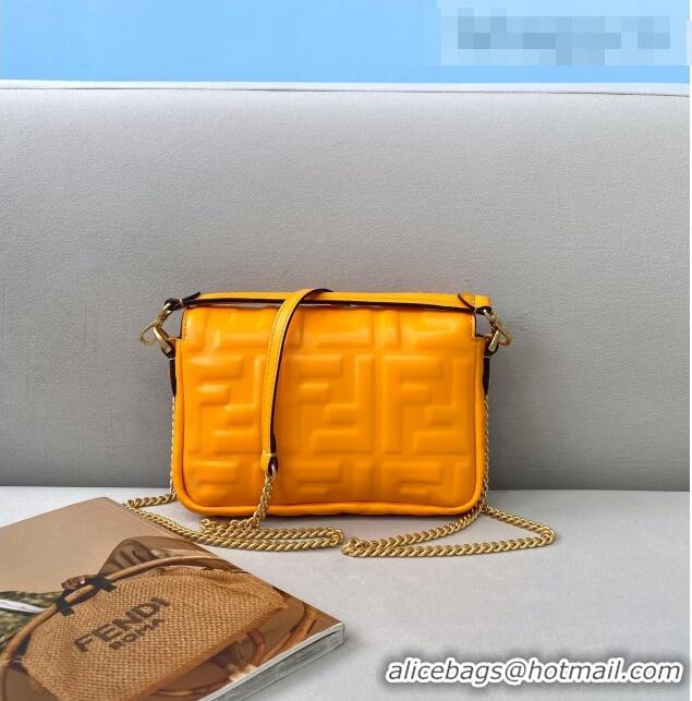 New Fashion Fendi FF Lambskin Baguette Mini Bag FD0402 Orange 2021