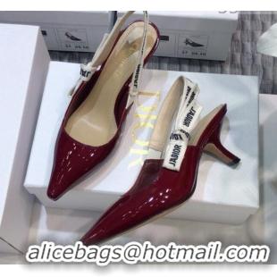 Good Product Dior J'Adior Slingback Pumps 6.5cm Heel in Patent Calfskin 601913 Burgundy 2021