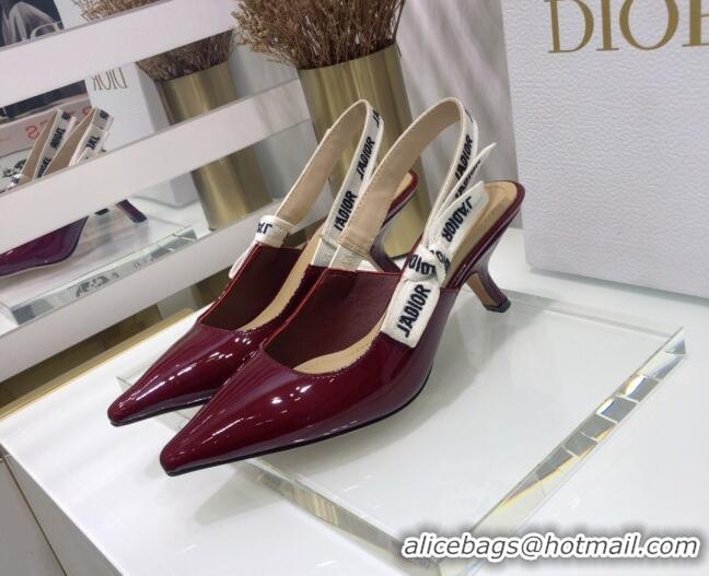 Good Product Dior J'Adior Slingback Pumps 6.5cm Heel in Patent Calfskin 601913 Burgundy 2021