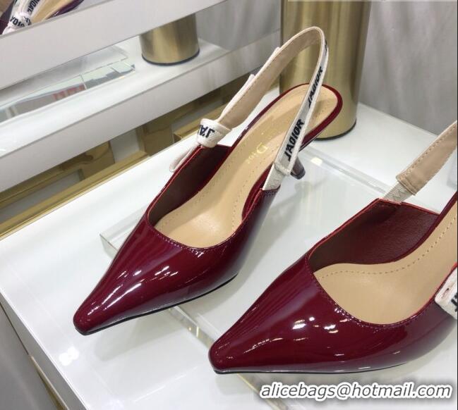 Good Product Dior J'Adior Slingback Pumps 6.5cm Heel in Patent Calfskin 601913 Burgundy 2021