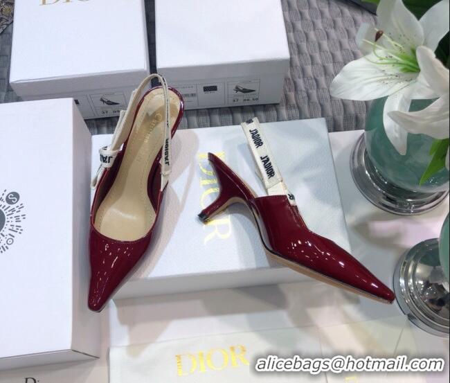 Good Product Dior J'Adior Slingback Pumps 6.5cm Heel in Patent Calfskin 601913 Burgundy 2021