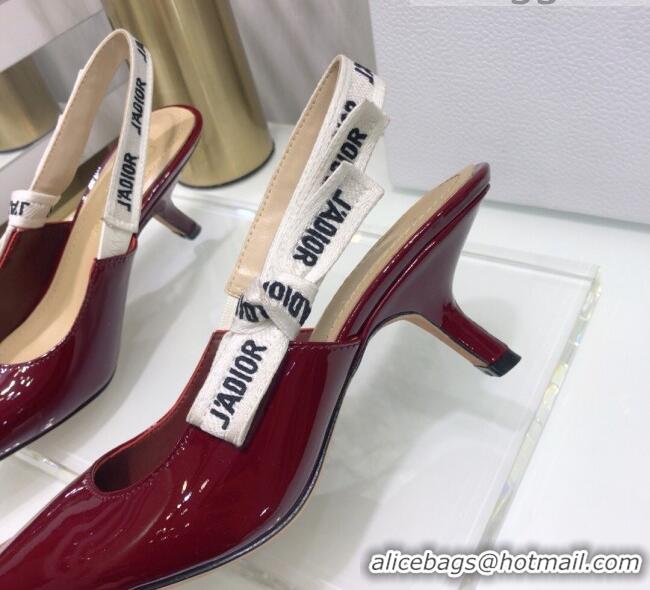 Good Product Dior J'Adior Slingback Pumps 6.5cm Heel in Patent Calfskin 601913 Burgundy 2021