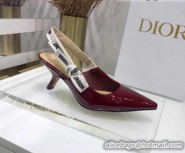 Good Product Dior J'Adior Slingback Pumps 6.5cm Heel in Patent Calfskin 601913 Burgundy 2021