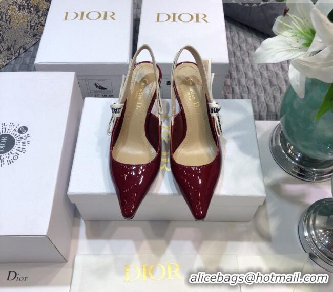 Good Product Dior J'Adior Slingback Pumps 6.5cm Heel in Patent Calfskin 601913 Burgundy 2021