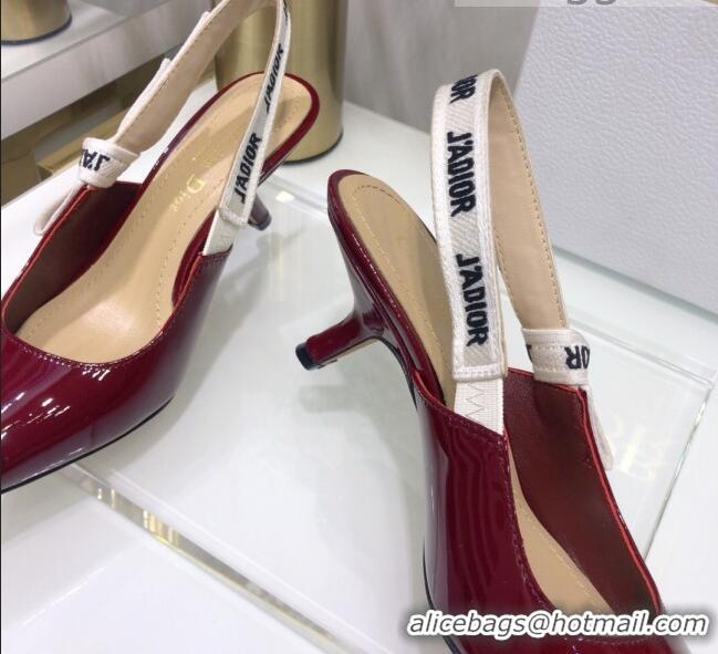 Good Product Dior J'Adior Slingback Pumps 6.5cm Heel in Patent Calfskin 601913 Burgundy 2021