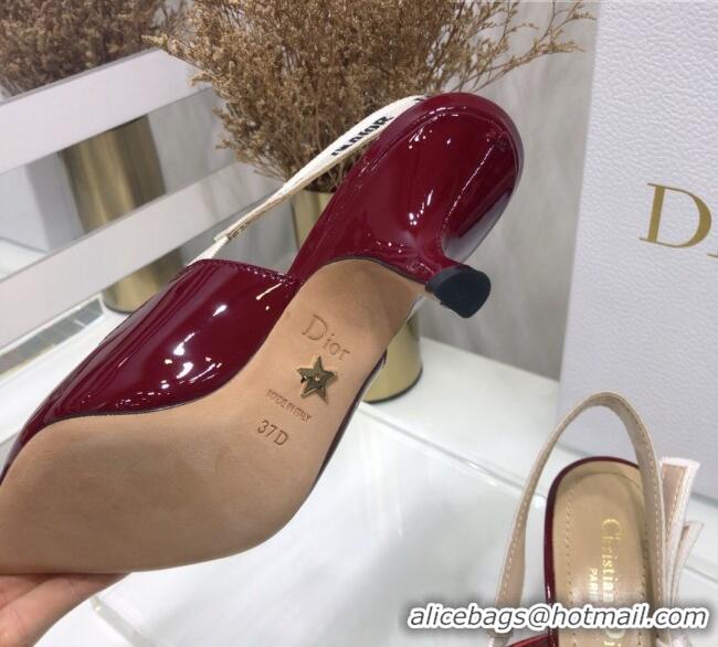 Good Product Dior J'Adior Slingback Pumps 6.5cm Heel in Patent Calfskin 601913 Burgundy 2021