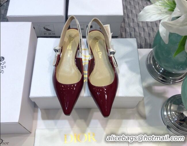 Best Grade Dior J'Adior Slingback Ballerinas Flats in Patent Calfskin 601914 Burgundy 2021