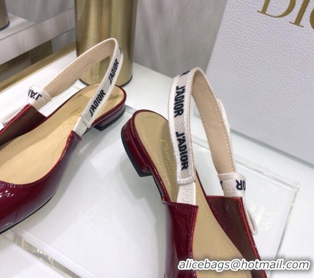 Best Grade Dior J'Adior Slingback Ballerinas Flats in Patent Calfskin 601914 Burgundy 2021