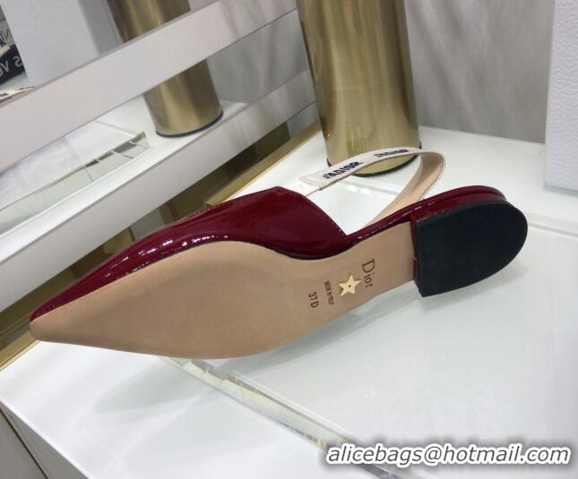 Best Grade Dior J'Adior Slingback Ballerinas Flats in Patent Calfskin 601914 Burgundy 2021