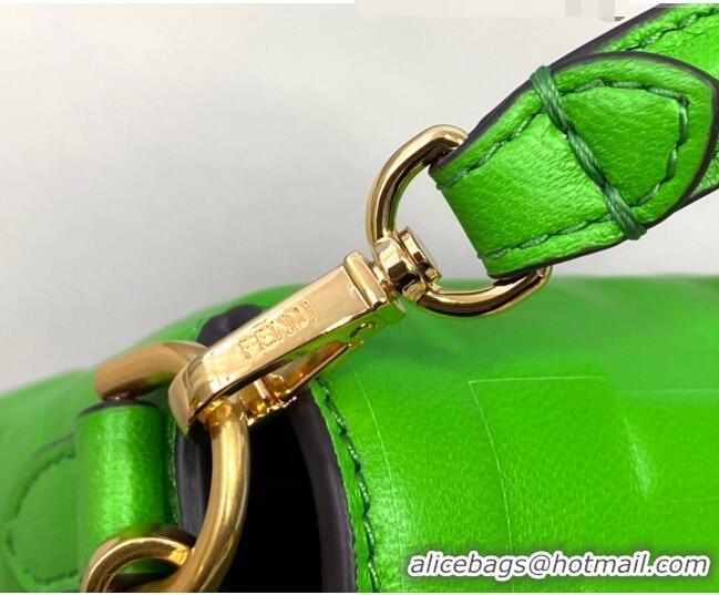 Promotional Fendi Baguette Mini FF Logo Lambskin Flap Bag FD0402 Green 2021