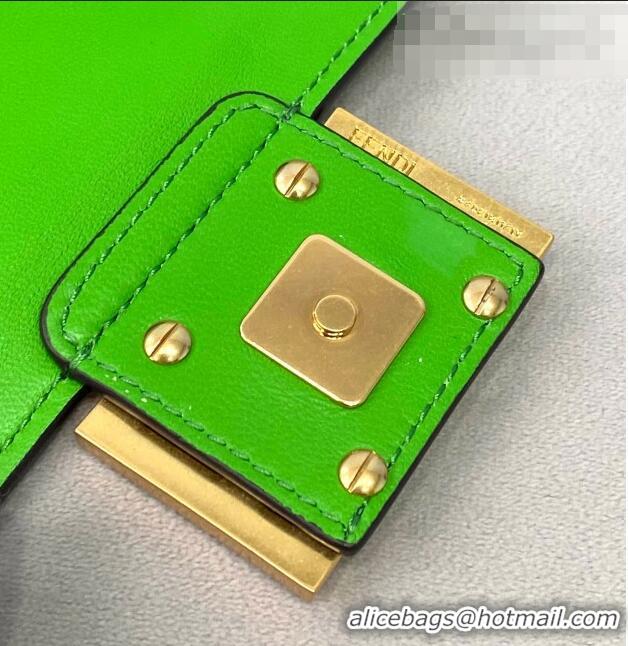 Promotional Fendi Baguette Mini FF Logo Lambskin Flap Bag FD0402 Green 2021