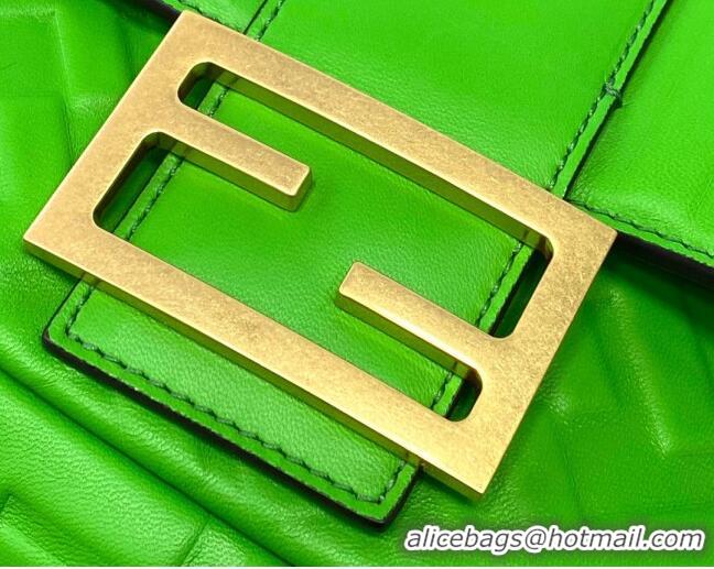 Best Price Fendi Baguette Medium FF Logo Lambskin Flap Bag FD0404 Green 2021