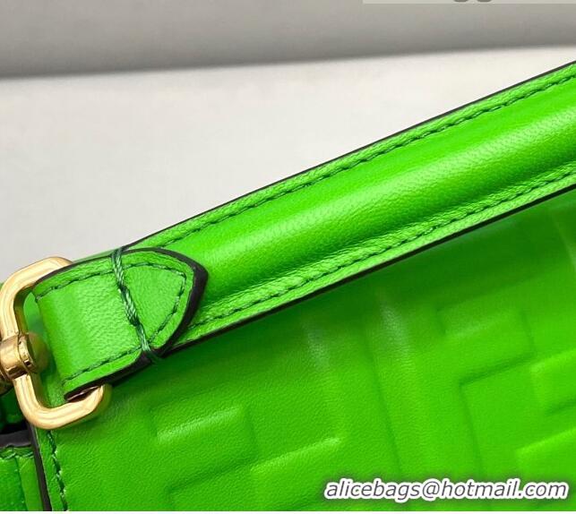 Best Price Fendi Baguette Medium FF Logo Lambskin Flap Bag FD0404 Green 2021