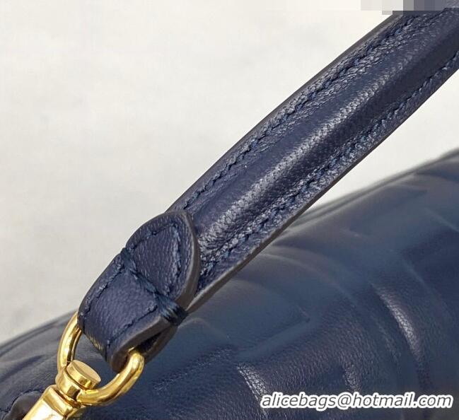 Top Design Fendi Baguette Mini FF Logo Lambskin Flap Bag FD0406 Navy Blue 2021