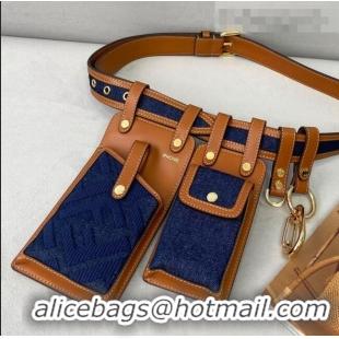 Best Grade Fendi FF Denim Multi-accessory Pocket Belt Bag FD0411 Blue 2021