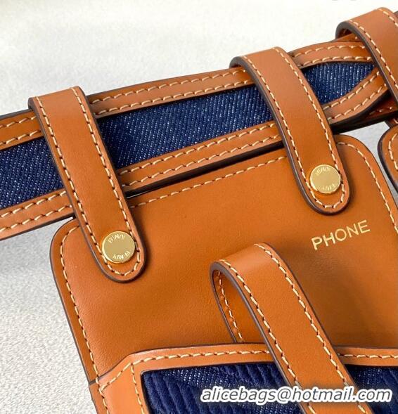 Best Grade Fendi FF Denim Multi-accessory Pocket Belt Bag FD0411 Blue 2021