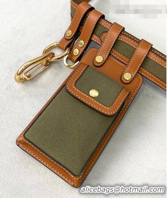 Low Cost Fendi FF Denim Multi-accessory Pocket Belt Bag FD0411 Green 2021