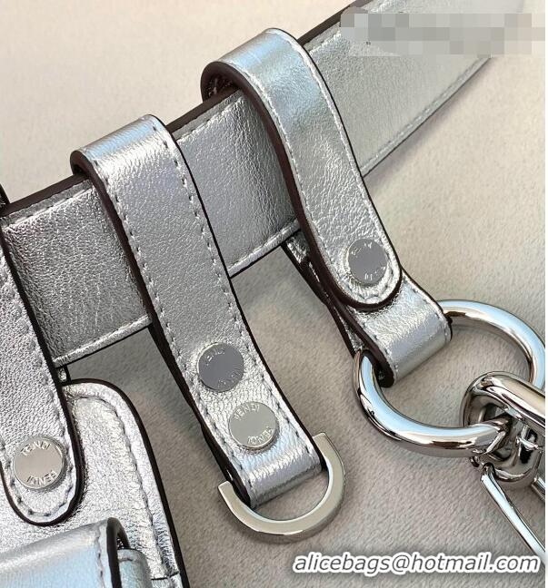 Top Quality Fendi FF Leather Multi-accessory Pocket Belt Bag FD0411 Silver 2021