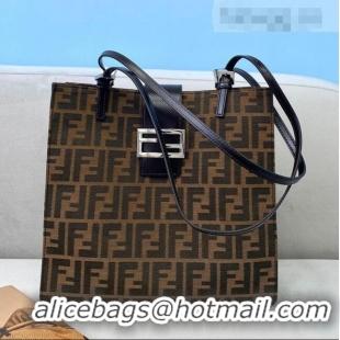 Well Crafted Fendi Vintage Vertical FF Canvas Small Tote Bag FD0416 Brown 2021