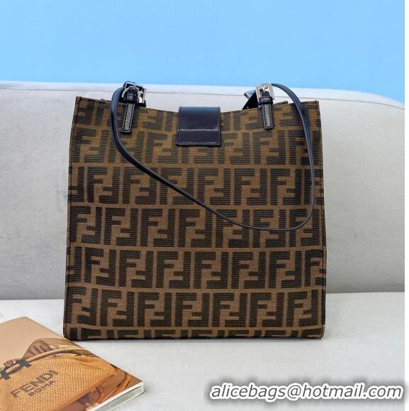 Well Crafted Fendi Vintage Vertical FF Canvas Small Tote Bag FD0416 Brown 2021