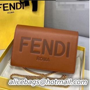 Top Quality Fendi Leather Wallet on Chain Mini Bag FD0417 Brown 2021