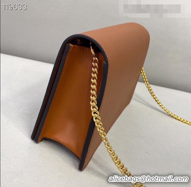 Top Quality Fendi Leather Wallet on Chain Mini Bag FD0417 Brown 2021