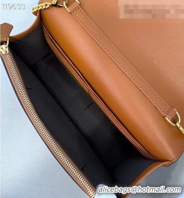 Top Quality Fendi Leather Wallet on Chain Mini Bag FD0417 Brown 2021