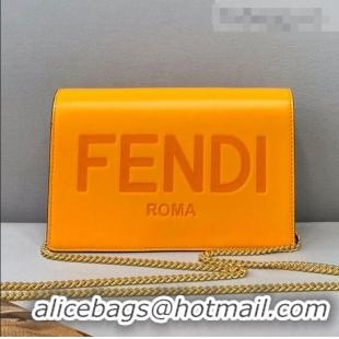 Cheapest Fendi Leather Wallet on Chain Mini Bag FD0417 Orange 2021