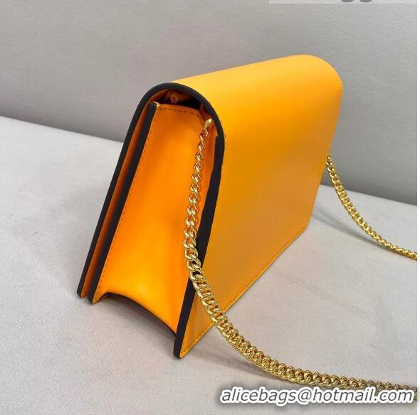 Cheapest Fendi Leather Wallet on Chain Mini Bag FD0417 Orange 2021